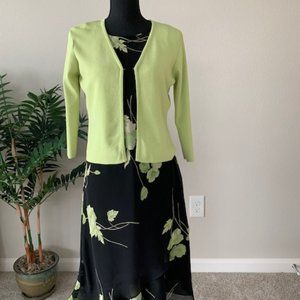 Cocktail Dress Black/Chartreuse Size 8P